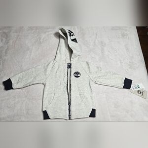 Timberland Kids Light Gray And Light  Beige  Zip-Up Hoodie